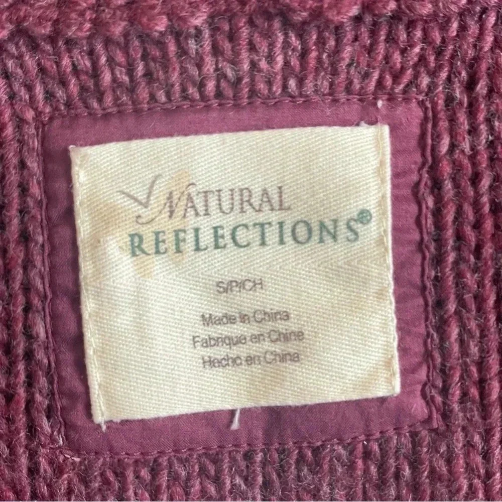Natural Reflections Burgundy Chunky Knit Open Front Cardigan‎ Small 25% Wool - Picture 4 of 8